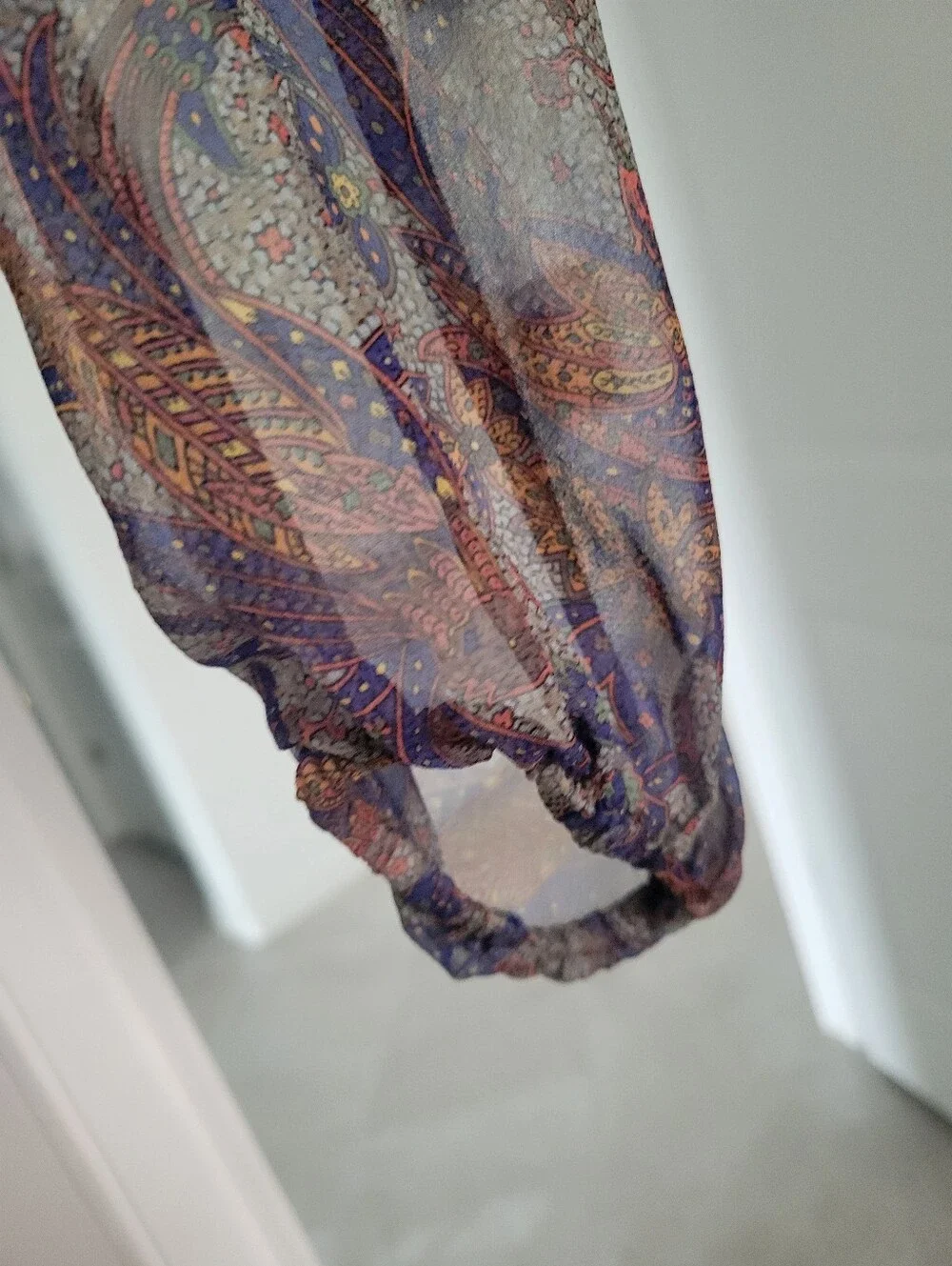 Women's Veronica Beard Sheer Paisley Button-Front Women's Top in Purple and Gold